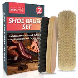 2pk Shoe Brush Set | Traditional Shoe Polish Brushes Ideal for Leather Shoes, Boots Suede | Wooden Handle Shoe Cleaning Brush | Boot Brush | Shoe