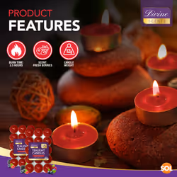 30pk Scented Tea Lights Candles | Various Perfumes - Fresh Berries