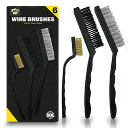 6PK Wire Brush Set Steel Brass Nylon Cleaning Polishing Metal Rust Paint Remover