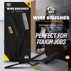 6PK Wire Brush Set Steel Brass Nylon Cleaning Polishing Metal Rust Paint Remover