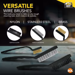6PK Wire Brush Set Steel Brass Nylon Cleaning Polishing Metal Rust Paint Remover