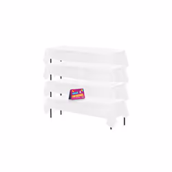 4pk Long White Table Cloth Party | 274 x 137cm | Plastic Table Cover Party Table Cloth Disposable Tablecloths for Parties | P ...