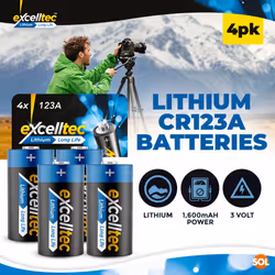 4pk CR123A 3V Lithium Battery | CR123A Battery Also Known As CR17345 3V Lithium Battery | Long-Lasting & Reliable Power Source, CR123A Lithium