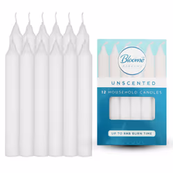 ) Household Dinner Taper Candles Unscented 2x18cm White - 12 candles (1 x12pk