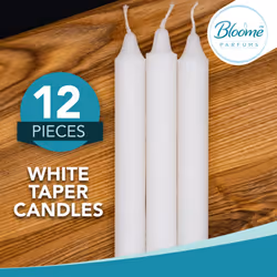 ) Household Dinner Taper Candles Unscented 2x18cm White - 12 candles (1 x12pk