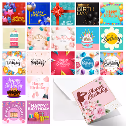 20pk Birthday Cards Female Male Mix with Envelopes - Mix B