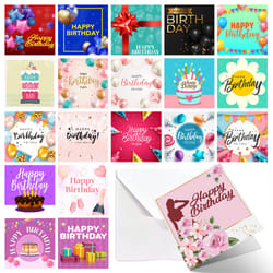 20pk Birthday Cards Female Male Mix with Envelopes - Mix B