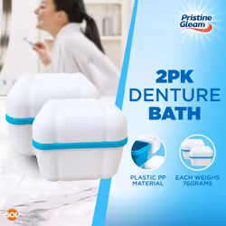 2pk Denture Bath Box, Denture Box for False Teeth Container Full Set