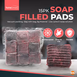 15pk Stainless Steel Soap Filled Pads Versatile Cleaning Pad for Home and Kitchen, Heavy Duty Soap Filled Scouring Pads for Pots, Pans and Cookers