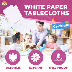 2 White Paper Rectangular Strong Table Cloth Covers Wipe Clean Party