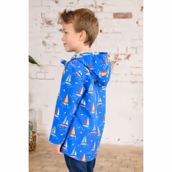 Ethan Kids Waterproof Jacket - 5-6 Yrs, Blue Boat Print