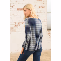 Causeway Womens Breton Top - UK 8, Navy Stripe