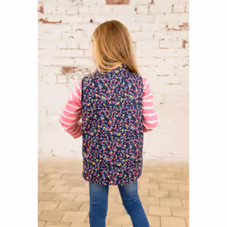 Alex Kids Printed Gilet - 4-5 Yrs, Navy Floral