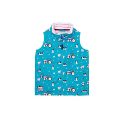 Alex Kids Printed Gilet - 4-5 Yrs, Teal Farm Print