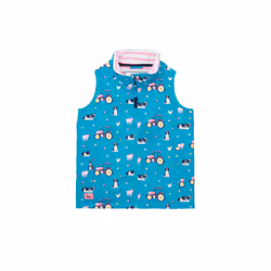 Alex Kids Printed Gilet - 5-6 Yrs, Teal Farm Print
