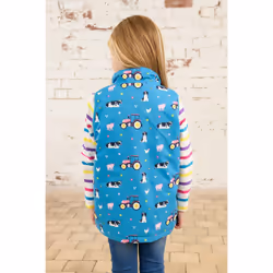 Alex Kids Printed Gilet - 5-6 Yrs, Teal Farm Print