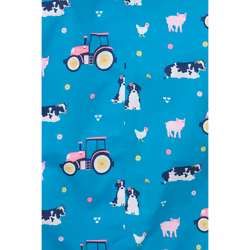 Jamie Puddle Kids Printed Waterproof Rain Suit - 5-6 Yrs, Teal Farm Print