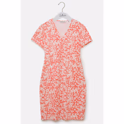 Lena Womens Dress - UK 14, Coral Daisy