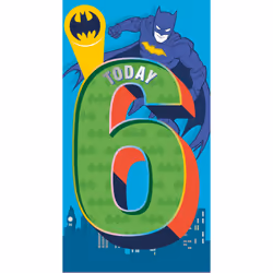 Warner Bros Batman Age 6 Birthday Card