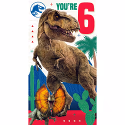 Jurassic World Age 6 Sticker Birthday Card