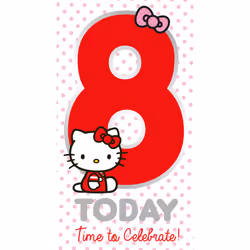 Hello Kitty Age 8 Birthday Card