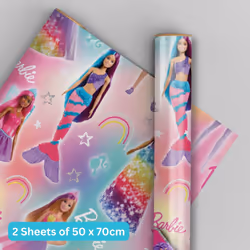 Barbie 2 Sheets & 2 Tags Wrapping Paper
