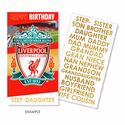 Liverpool FC Personalised Birthday Card With Sticker Sheet