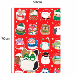 Squishmallows Christmas 2 Sheets & 2 Tags Gift Wrap