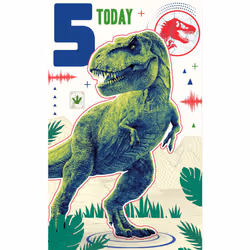 Jurassic World Age 5 Birthday Card