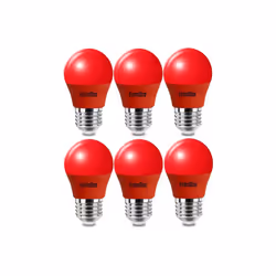 4W LED Golf Ball Modern Coloured Light Bulb E27 (Pack of 6) - Red