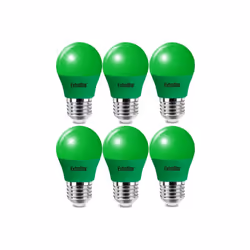 4W LED Golf Ball Modern Coloured Light Bulb E27 (Pack of 6) - Green