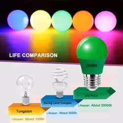 4W LED Golf Ball Modern Coloured Light Bulb E27 (Pack of 6) - Green