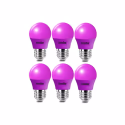 4W LED Golf Ball Modern Coloured Light Bulb E27 (Pack of 6) - Purple