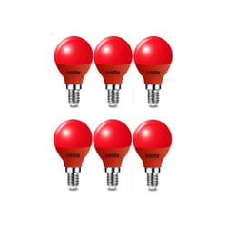ExtraStar 4W LED Golf Ball Modern Coloured Light Bulb E14 (Pack of 6) - Red