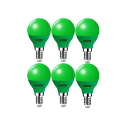 ExtraStar 4W LED Golf Ball Modern Coloured Light Bulb E14 (Pack of 6) - Green