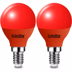 4W LED Golf Ball Modern Coloured Light Bulb E14 (Pack of 2) - Red