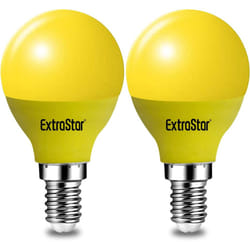 4W LED Golf Ball Modern Coloured Light Bulb E14 (Pack of 2) - Yellow