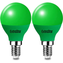 4W LED Golf Ball Modern Coloured Light Bulb E14 (Pack of 2) - Green