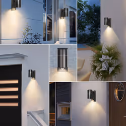 ExtraStar Outdoor Down Wall Light with Motion Sensor Black IP44 (GU10 6W bulb included)