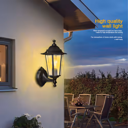 Extrastar Outdoor Wall Lantern Garden light Black IP44 (6W filament candle bulb included)
