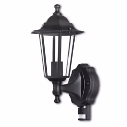 Extrastar Outdoor Wall Lantern Garden light with Motion Sensor Black IP44 (6W filament candle bulb included)