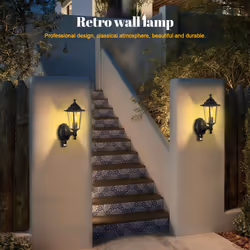 Extrastar Outdoor Wall Lantern Garden light with Motion Sensor Black IP44 (6W filament candle bulb included)