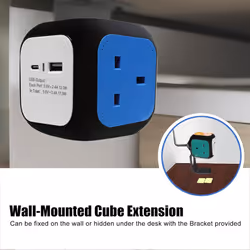 Rubik 4 Gang Cube Style Extension Lead with USB Port and Type C Port 1.5m Cable