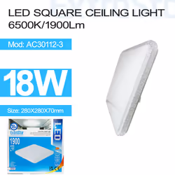 18W LED Square Ceiling Light 6500K, 1900 Lumen