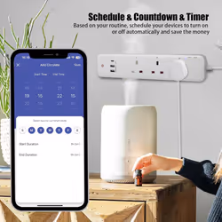 Smart WiFi Extension Lead 3 Outlets Surge Protected 1.4M, Wi-Fi Extension Lead with 3 USB Ports (2 USB A+1 USB C)