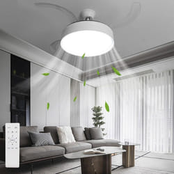 2 in 1 Retractable Blade Fan & Ceiling Light, Ultra-Quiet, Remote-Controlled, 3 Colour - Smooth Edge