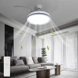 2 in 1 Retractable Blade Fan & Ceiling Light, Ultra-Quiet, Remote-Controlled, 3 Colour - Wavy Edge