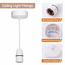 B22 Ceiling Pendant Light Fitting - 6 Inch