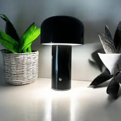 LED Desk Lamp Rechargeable, Mushroom Shape, 3 Colour Change Dimmable, Black