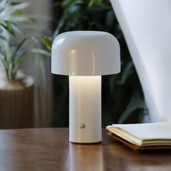LED Desk Lamp Rechargeable, Mushroom Shape, 3 Colour Change Dimmable, White